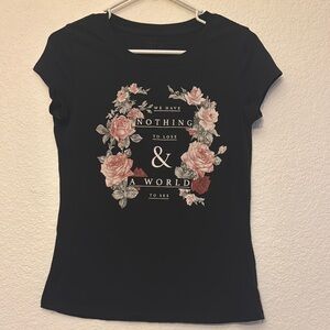 Freeze Black and Pink Fitted Graphic Tee
